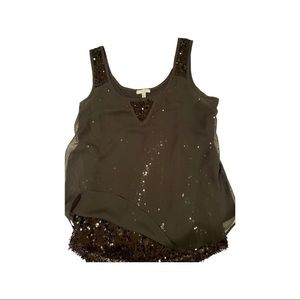 CACHE S Black Sequin Tank
